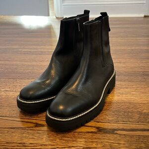 Franco Sarto Ankle Boots - Black with cream stitching - Size 9M